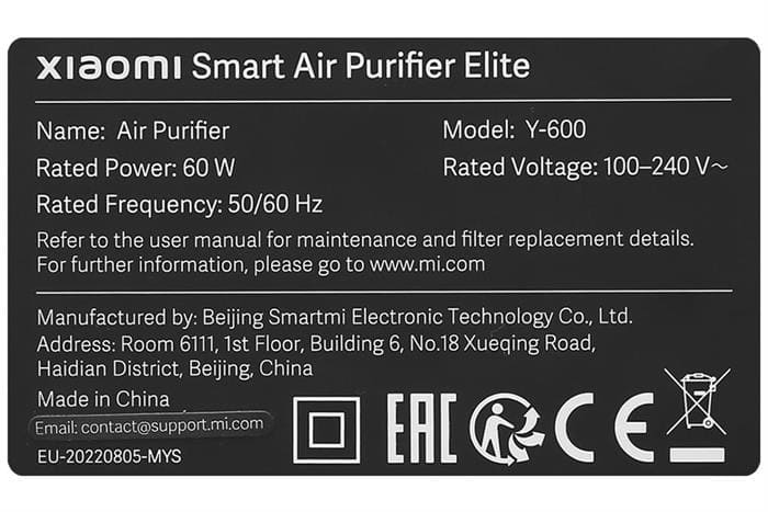 Máy lọc không khí Xiaomi Smart Air Purifier Elite EU&nbsp;(BHR6359EU)